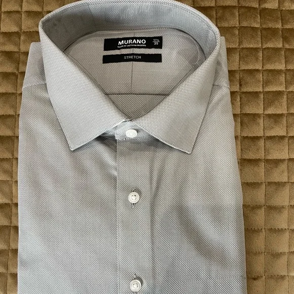 murano stretch dress shirt Murano Slim Fit Geo Pattern Performance Stretch Short Sleeve Woven Shirt, Mens, S, Black